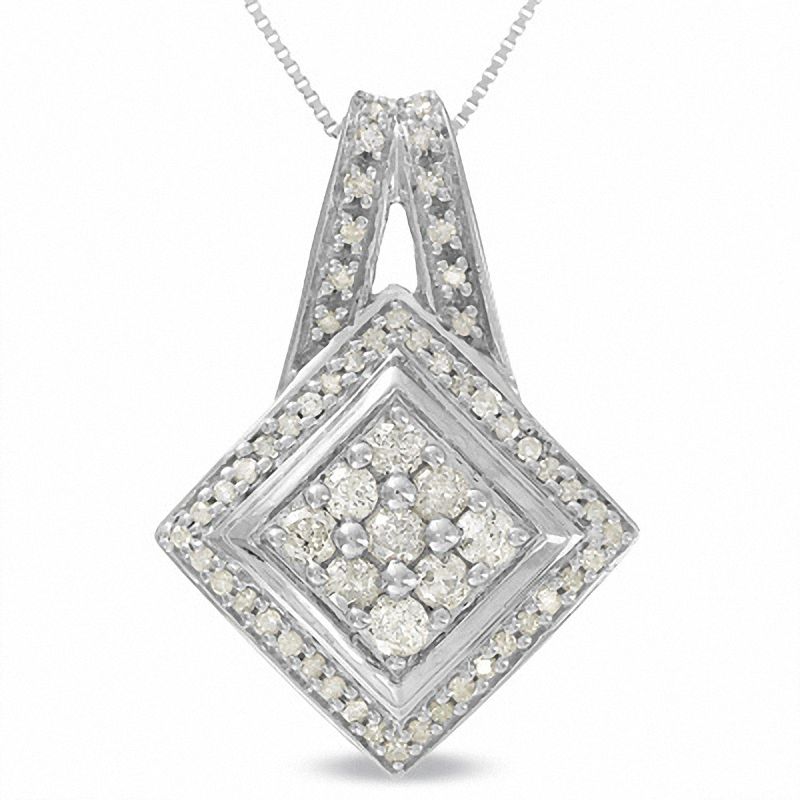 Main Image 1 of 1/2 CT. T.W. Diamond Milgrain Kite Pendant in 10K White Gold