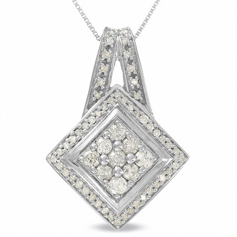 1/2 CT. T.W. Diamond Milgrain Kite Pendant in 10K White Gold