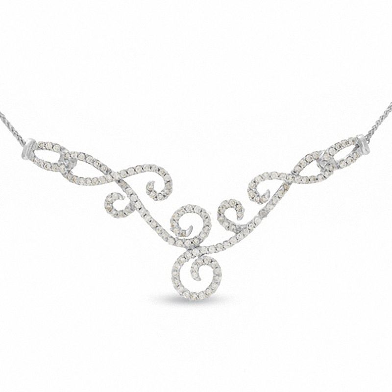 1 CT. T.W. Diamond Secret Garden Necklace in 10K White Gold