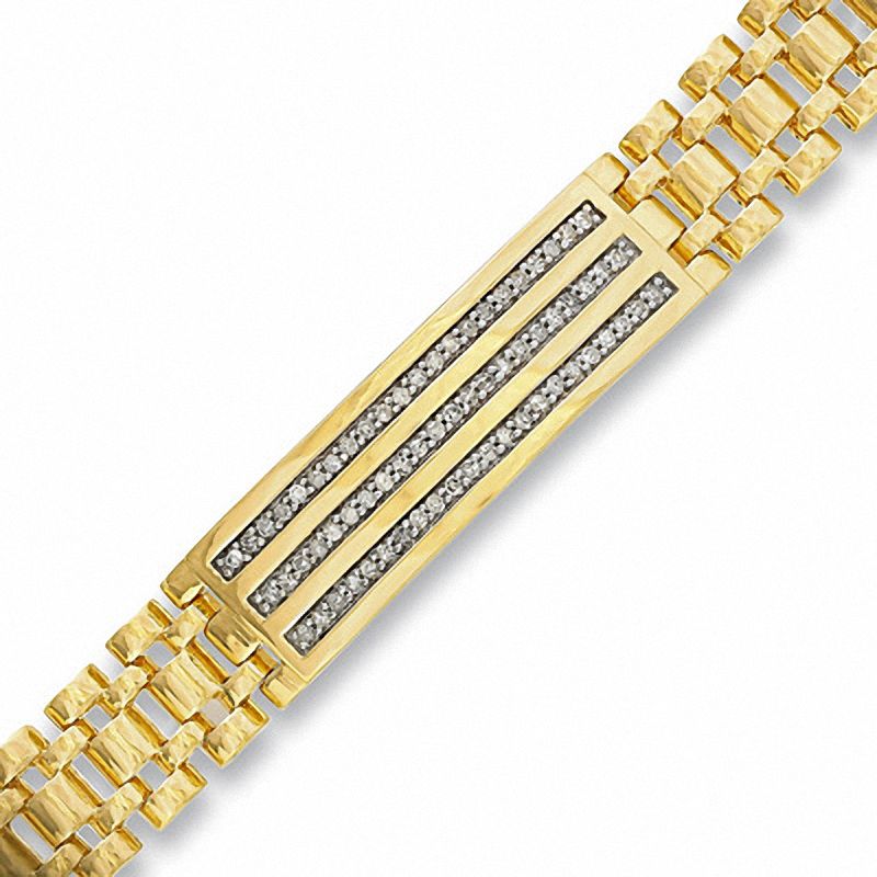 1/2 CT. T.W. Diamond ID Bracelet in 14K Gold - 8.25"