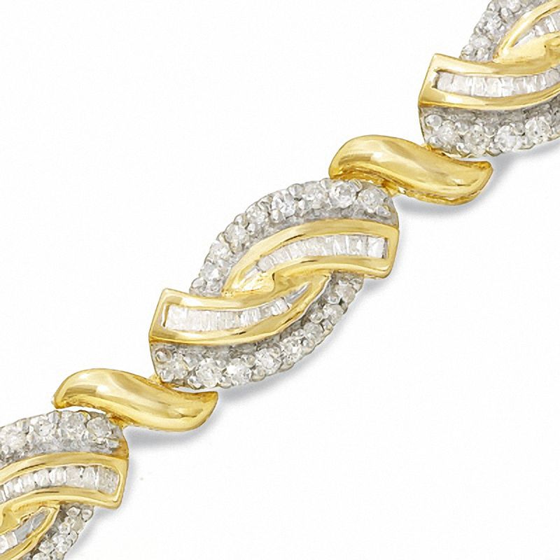 Main Image 1 of 2-1/2 CT. T.W. Diamond Swish Bracelet in 10K Gold