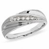 Thumbnail Image 0 of Men's 1/8 CT. T.W. Diamond Seven Stone Slant Band in 10K White Gold