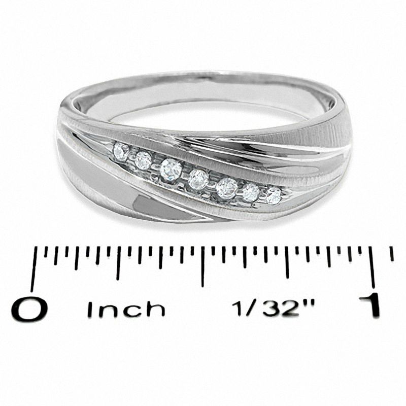 Main Image 2 of 1/8 CT. T.W. Diamond Seven Stone Slant Band in 10K White Gold