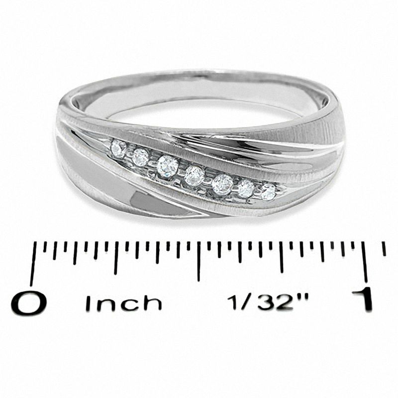 Men's 1/8 CT. T.W. Diamond Seven Stone Slant Band in 10K White Gold