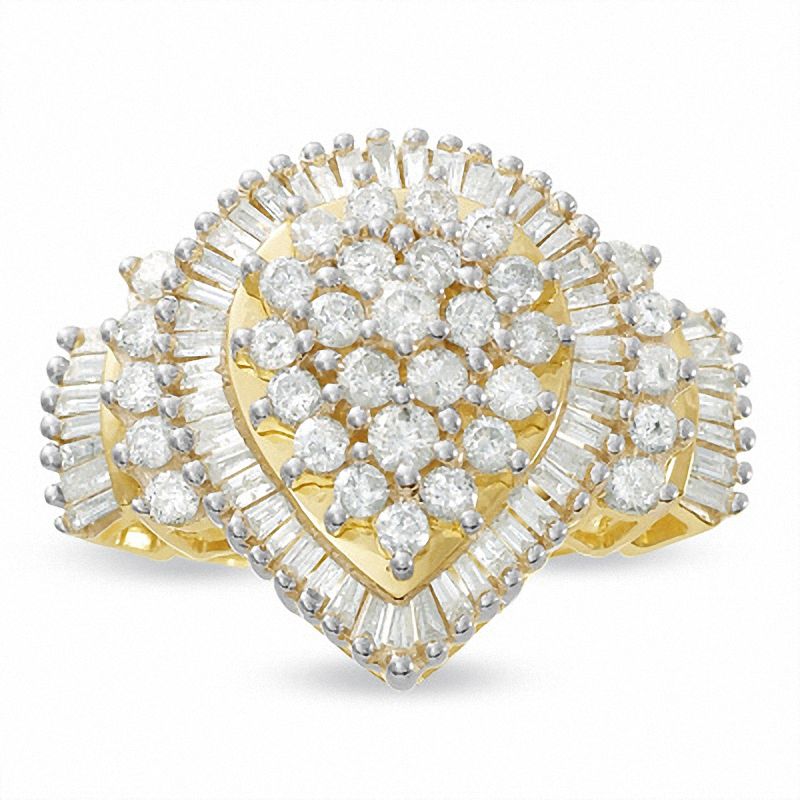 Main Image 1 of 2 CT. T.W. Diamond Pear Crown Ring in 10K Gold