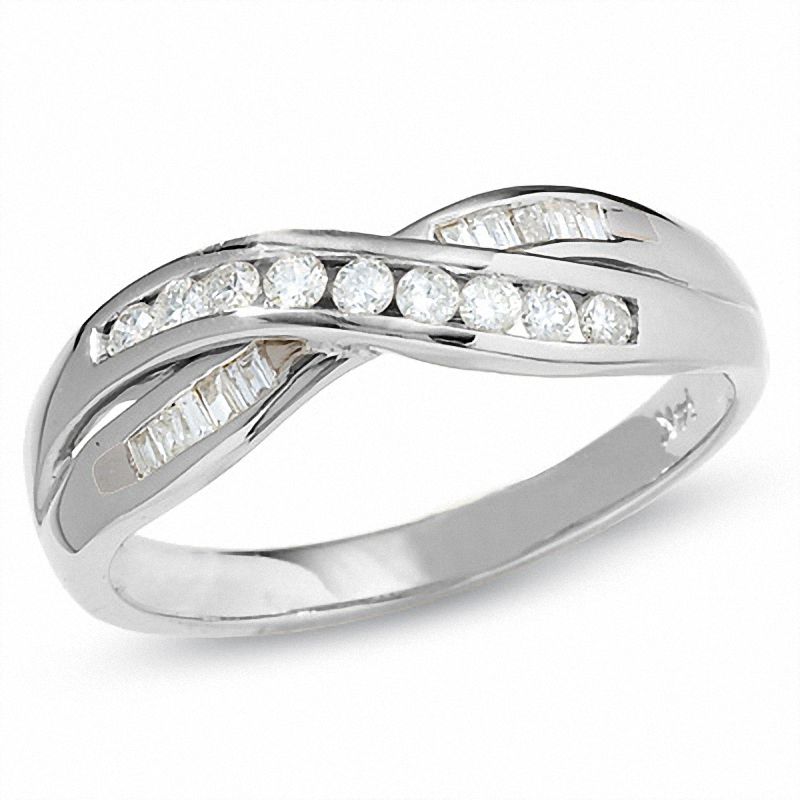 1/4 CT. T.W. Diamond Crossover Band in 14K White Gold