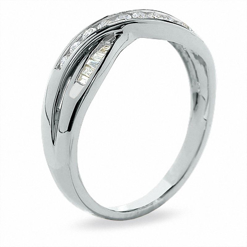 Main Image 2 of 1/4 CT. T.W. Diamond Crossover Band in 14K White Gold