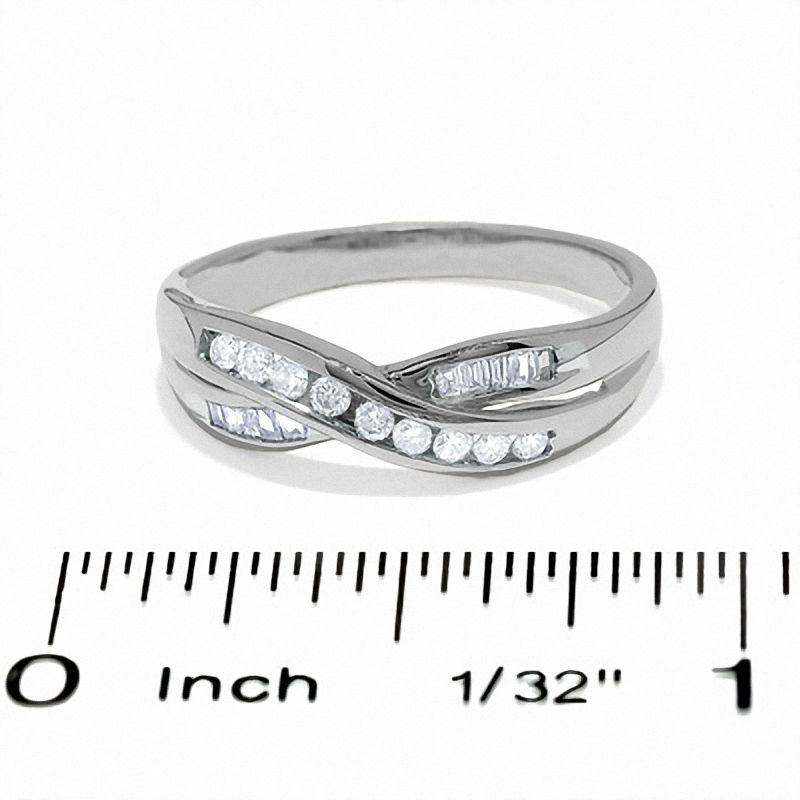 Main Image 3 of 1/4 CT. T.W. Diamond Crossover Band in 14K White Gold