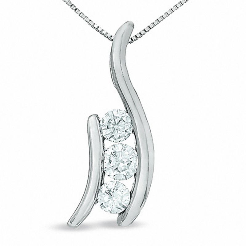Main Image 1 of Sirena™ 1/3 CT. T.W. Diamond Three Stone Pendant in 14K White Gold