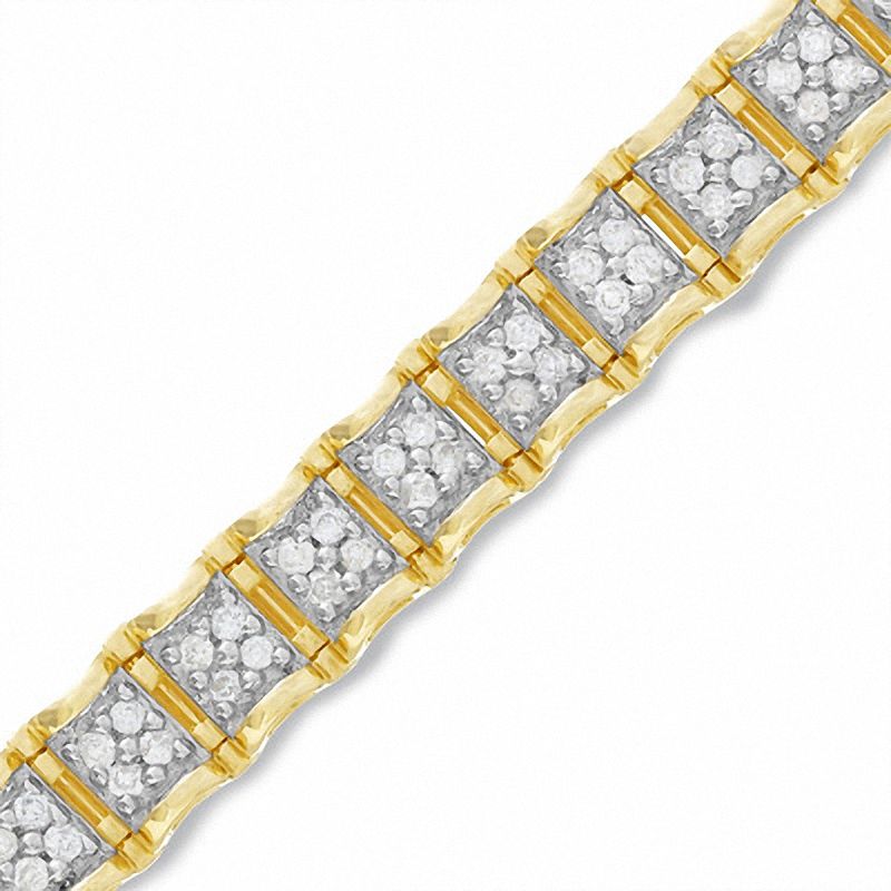 Main Image 1 of 1 CT. T.W. Quad Ridge Diamond Bracelet in 10K Gold