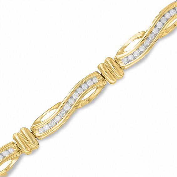 1 CT. T.w. Diamond Feather "S" Bracelet in 10K Gold