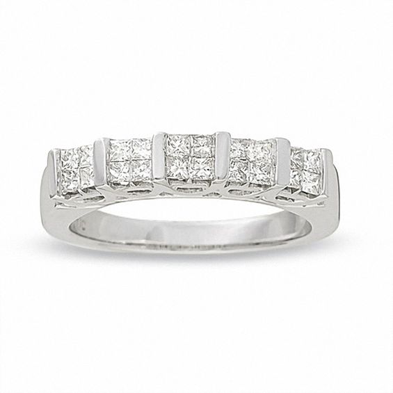 1/2 CT. T.w. Diamond Five Stone Bypass Ring in 14K White Gold