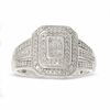 Thumbnail Image 1 of 1/3 CT. T.W. Framed Emerald-Shaped Diamond Ring in 10K White Gold