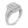 Thumbnail Image 2 of 1/3 CT. T.W. Framed Emerald-Shaped Diamond Ring in 10K White Gold