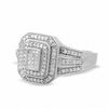 Thumbnail Image 3 of 1/3 CT. T.W. Framed Emerald-Shaped Diamond Ring in 10K White Gold