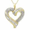 Thumbnail Image 1 of 1/5 CT. T.W. Round and Baguette Diamond Flair Heart Pendant in 10K Gold
