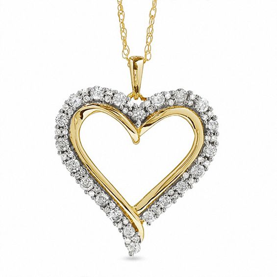 1 CT. T.w. Diamond Heart Pendant in 10K Gold