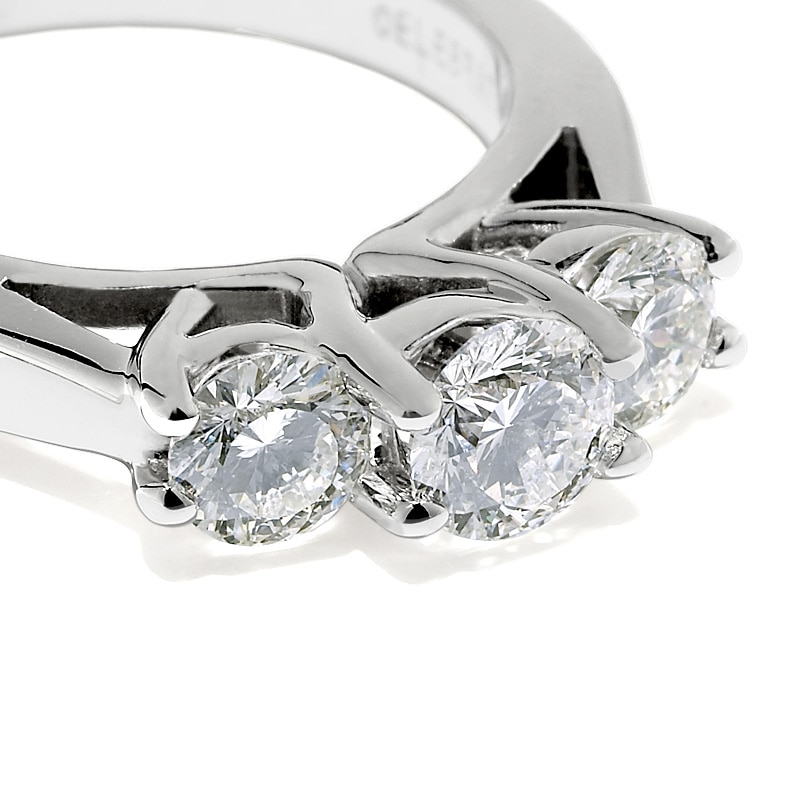 Main Image 2 of Celebration Lux® 1-1/2 CT. T.W. Certified Diamond Three Stone Ring in 18K White Gold (I/SI2)