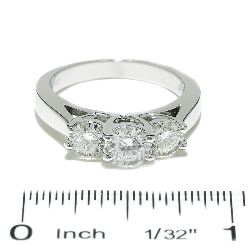 Main Image 4 of Celebration Lux® 1-1/2 CT. T.W. Certified Diamond Three Stone Ring in 18K White Gold (I/SI2)