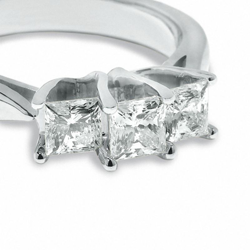 Celebration Lux® 1 CT. T.W. Princess-Cut Diamond Three Stone Ring in 14K White Gold (I/SI2)