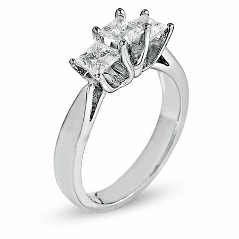 Celebration Lux® 1 CT. T.W. Princess-Cut Diamond Three Stone Ring in 14K White Gold (I/SI2)