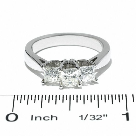 Celebration LuxÂ® 1 CT. T.w. Princess-Cut Certified Diamond Three Stone Ring in 14K White Gold (I/Si2)