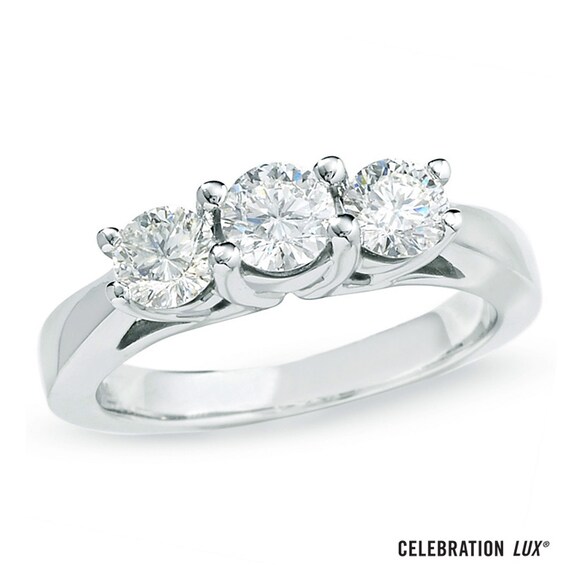 Celebration Lux® 1 CT. T.w. Certified Diamond Three Stone Ring in 14K White Gold (I/Si2)