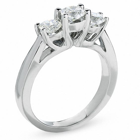 Celebration LuxÂ® 1 CT. T.w. Certified Diamond Three Stone Ring in 14K White Gold (I/Si2)