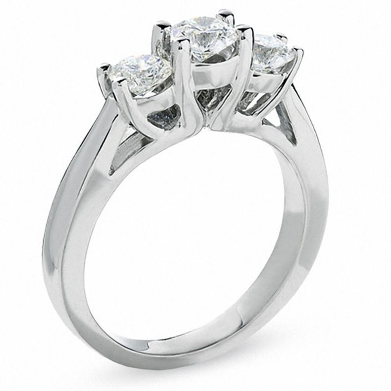 Main Image 2 of Celebration Lux® 1 CT. T.W. Certified Diamond Three Stone Ring in 14K White Gold (I/SI2)