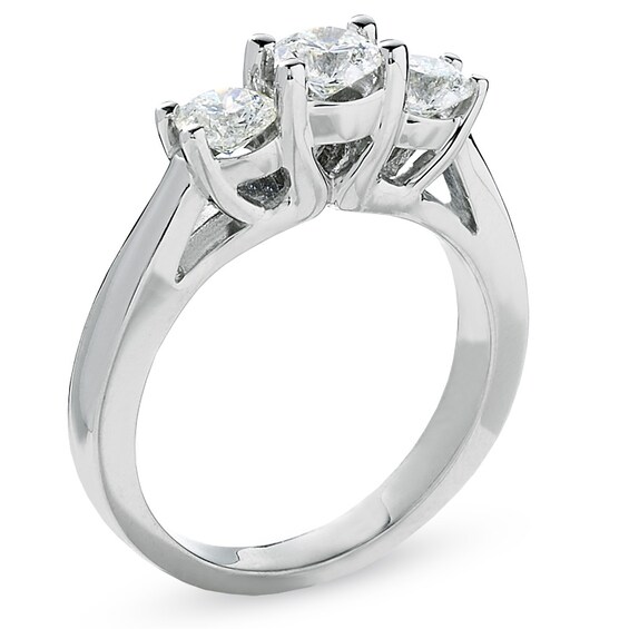 Celebration LuxÂ® 1 CT. T.w. Certified Diamond Three Stone Ring in 14K White Gold (I/Si2)