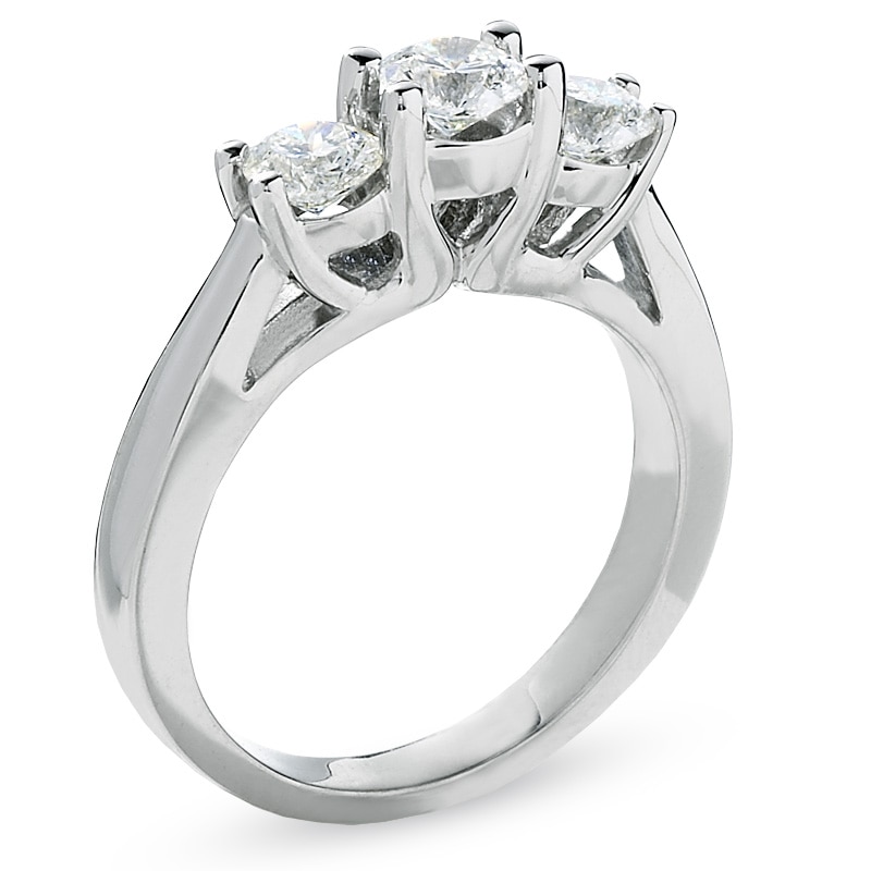 Main Image 3 of Celebration Lux® 1 CT. T.W. Certified Diamond Three Stone Ring in 14K White Gold (I/SI2)