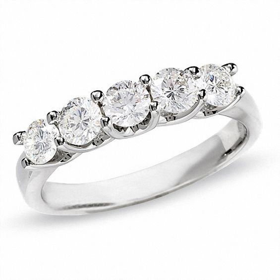 Celebration LuxÂ® 1 CT. T.w. Diamond Five Stone Ring in 18K White Gold (I/Si2)