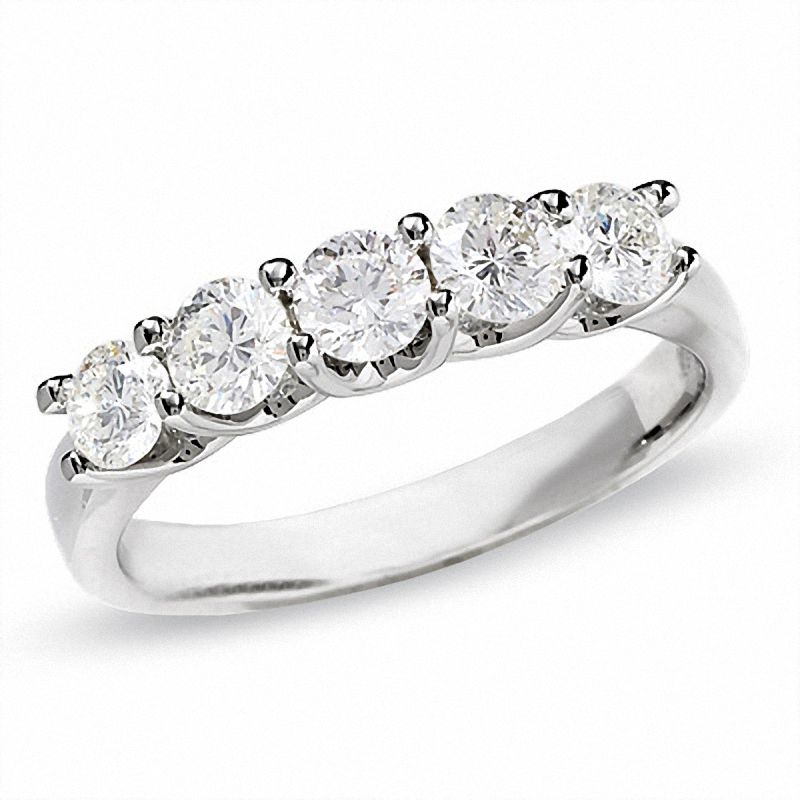 Main Image 1 of Celebration Lux® 1 CT. T.W. Diamond Five Stone Ring in 18K White Gold (I/SI2)