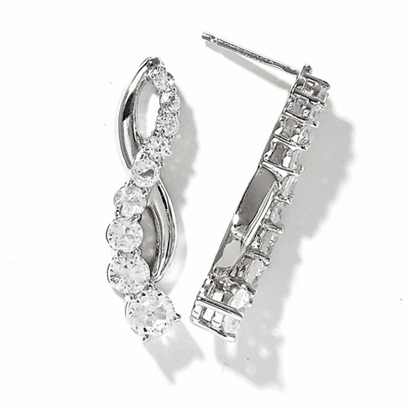 Main Image 1 of Journey Lab-Created White Sapphire Earrings in Sterling Silver