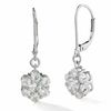 Thumbnail Image 0 of Lab-Created White Sapphire Flower Leverback Earrings in Sterling Silver