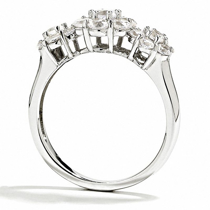 Lab-Created White Sapphire Flower Ring in Sterling Silver