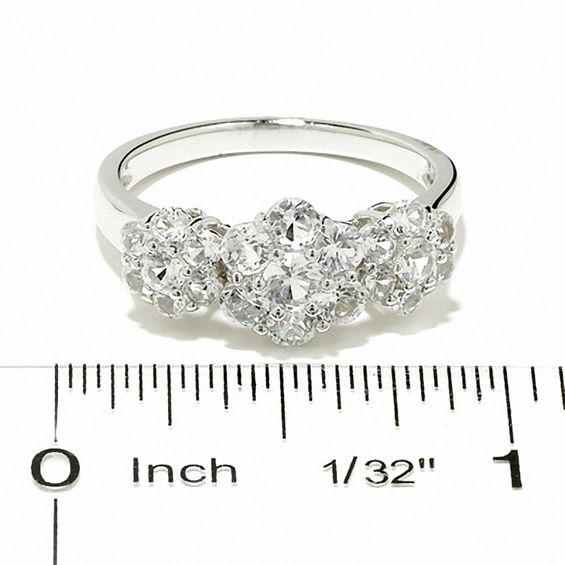 Lab-Created White Sapphire Flower Ring in Sterling Silver