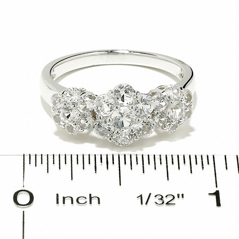 Lab-Created White Sapphire Flower Ring in Sterling Silver