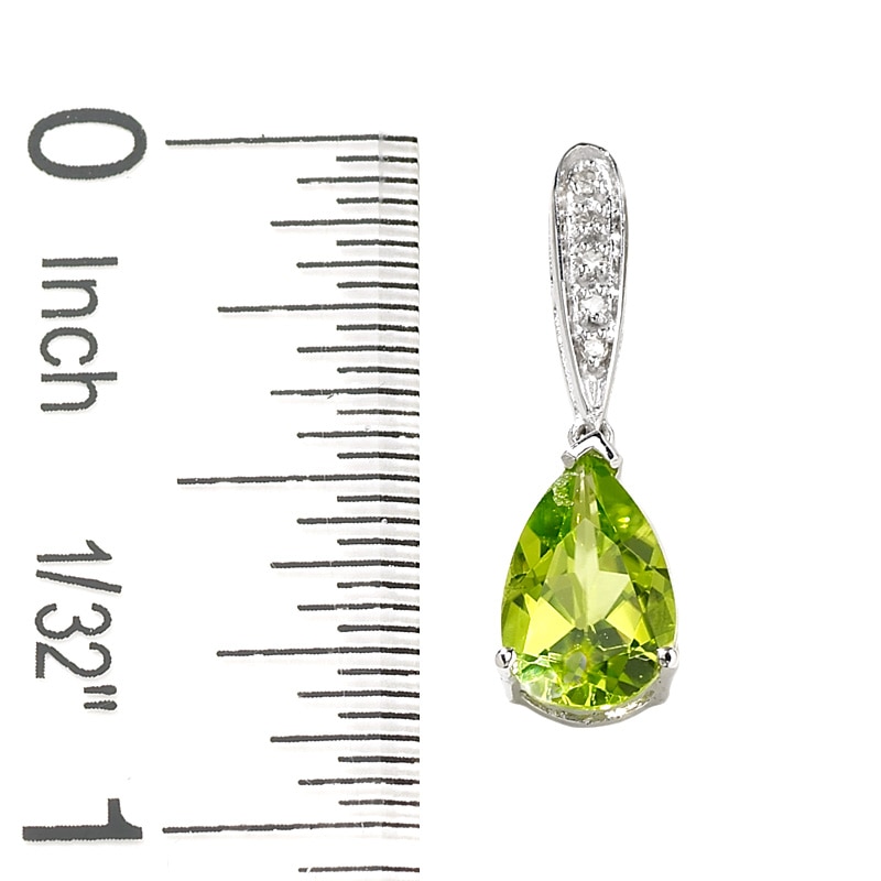 Pear-Shaped Peridot Earrings in 10K White Gold with Diamond Accents