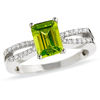 Thumbnail Image 0 of Emerald-Cut Peridot Ring in 10K White Gold with Diamond Accents