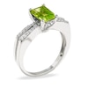 Thumbnail Image 1 of Emerald-Cut Peridot Ring in 10K White Gold with Diamond Accents
