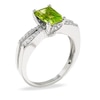 Thumbnail Image 2 of Emerald-Cut Peridot Ring in 10K White Gold with Diamond Accents