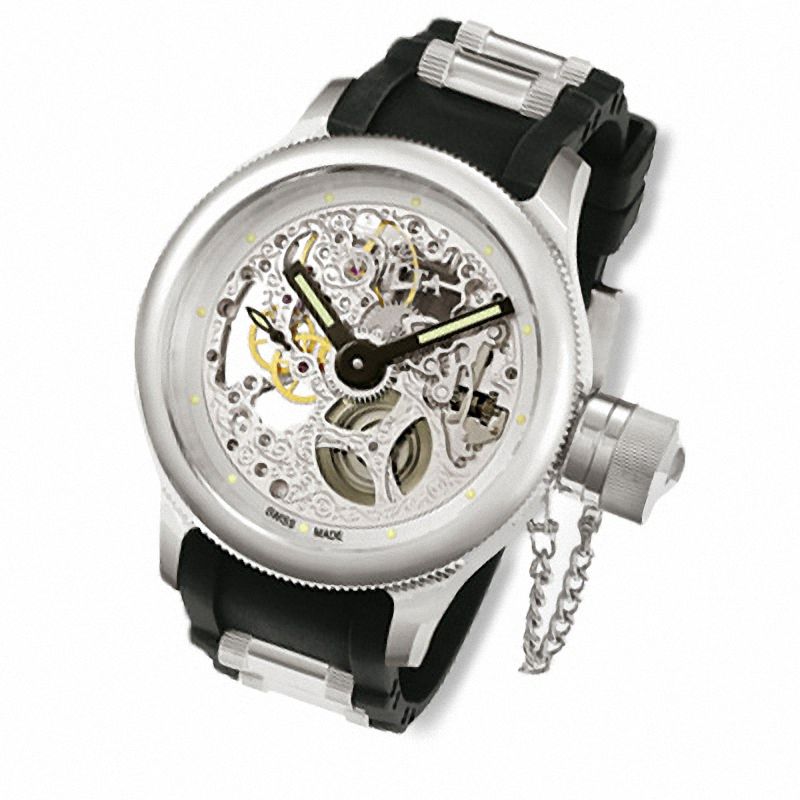 Men's Invicta Russian Diver Automatic Strap Watch with Silver-Tone Skeleton Dial (Model: 3468)