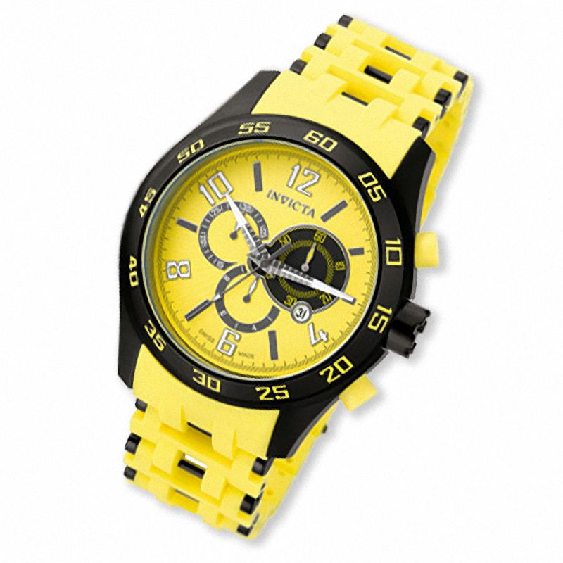 Men's Invicta Sea Spider Chronograph Strap Watch with Yellow Dial