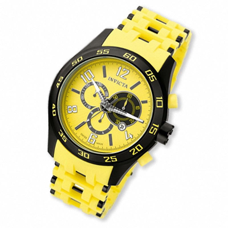 Men's Invicta Sea Spider Chronograph Strap Watch with Yellow Dial (Model: 5024)