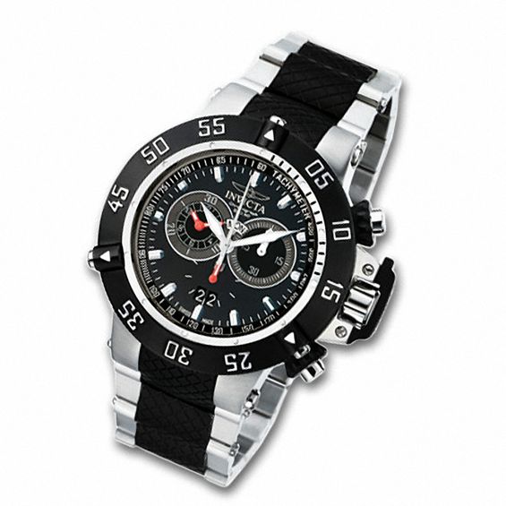 Men's Invicta Subaqua Two-Tone Chronograph Watch with Black Dial (Model: 4696)