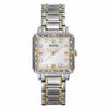 Ladies' Bulova Diamond Accent Two-Tone Watch With Square Mother-of-Pearl Dial (Model: 98R112)