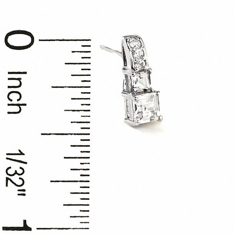 Main Image 2 of Princess-Cut Lab-Created White Sapphire Earrings in 10K White Gold