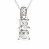 Thumbnail Image 1 of Princess-Cut Lab-Created White Sapphire Pendant in 10K White Gold