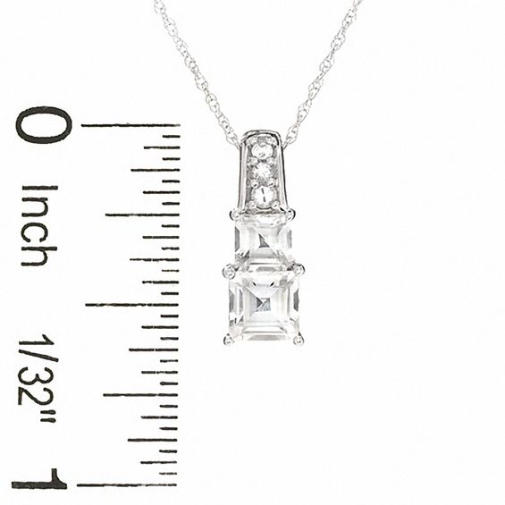 Princess-Cut Lab-Created White Sapphire Pendant in 10K White Gold
